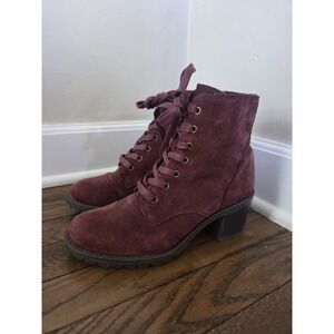 Bjorndal Sasha Women's 6 Burgundy suede Ankle Bootie Lace Up gothcore romantic